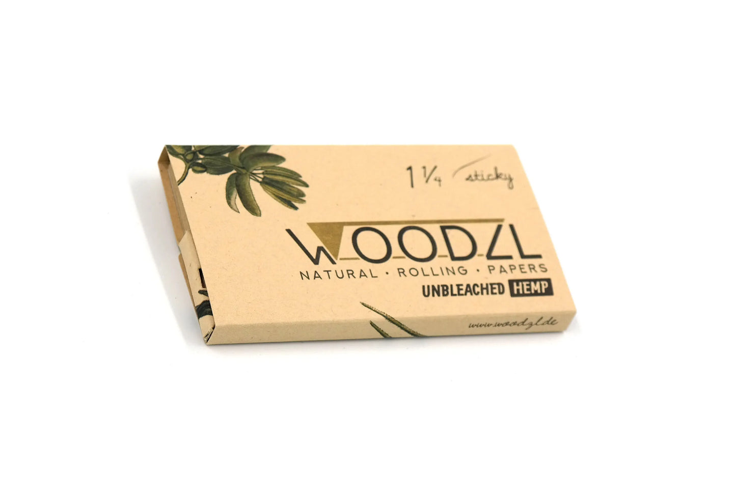 WOODZL 1 1⁄4 Sticky Papers Hemp mit Tips, Paperclamp und Grinderkartenfach
